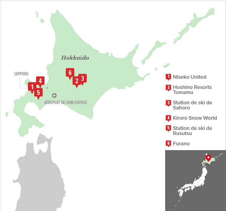 Poudreuse fraîche à l'extrémité nord du Japon