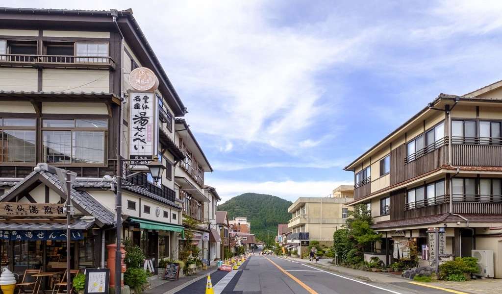 Street scape of Unzen Onsen, a hot spring town in Nagasaki