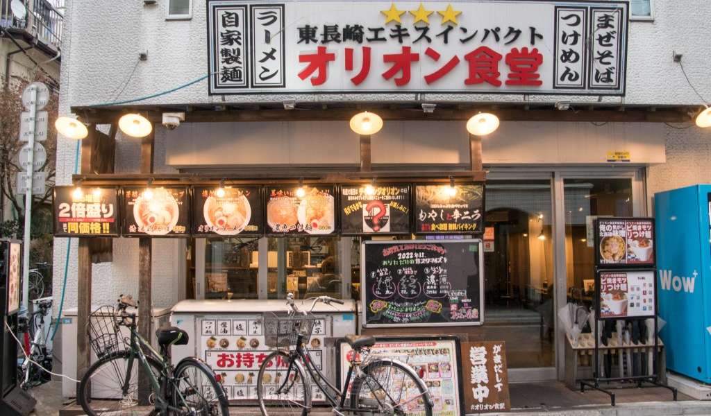 Shop front of Orion ramen shop in Tokyo