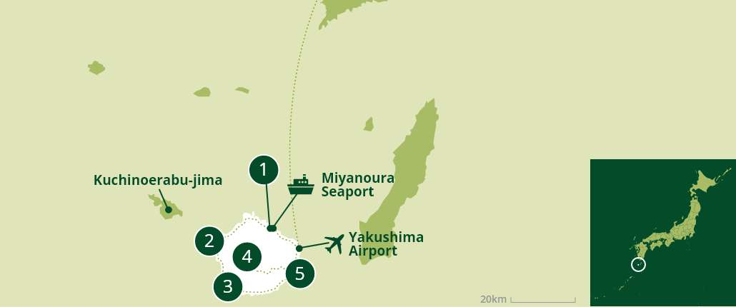 plan de l’île de Yakushima au Japon