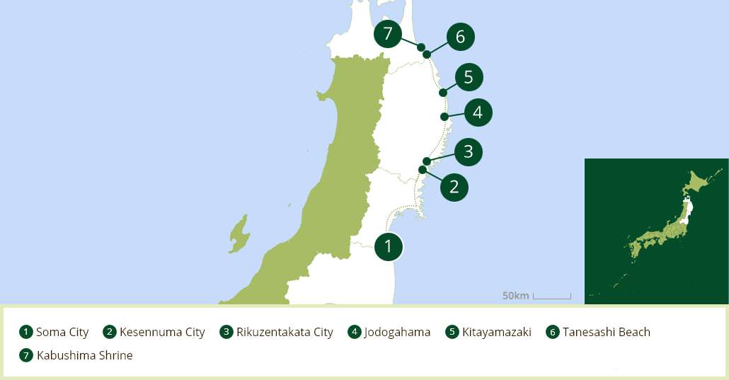 plan de la région du Tohoku au Japon et itinéraire pour découvrir la région du Tohoku et ses villes