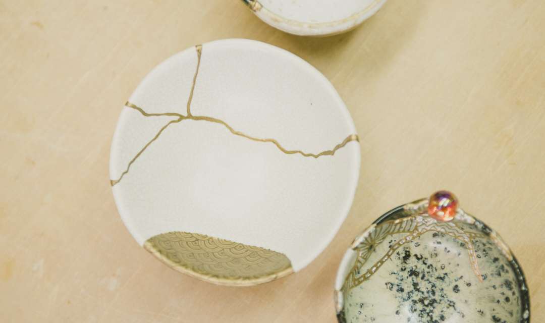 three decorative bowls on a table