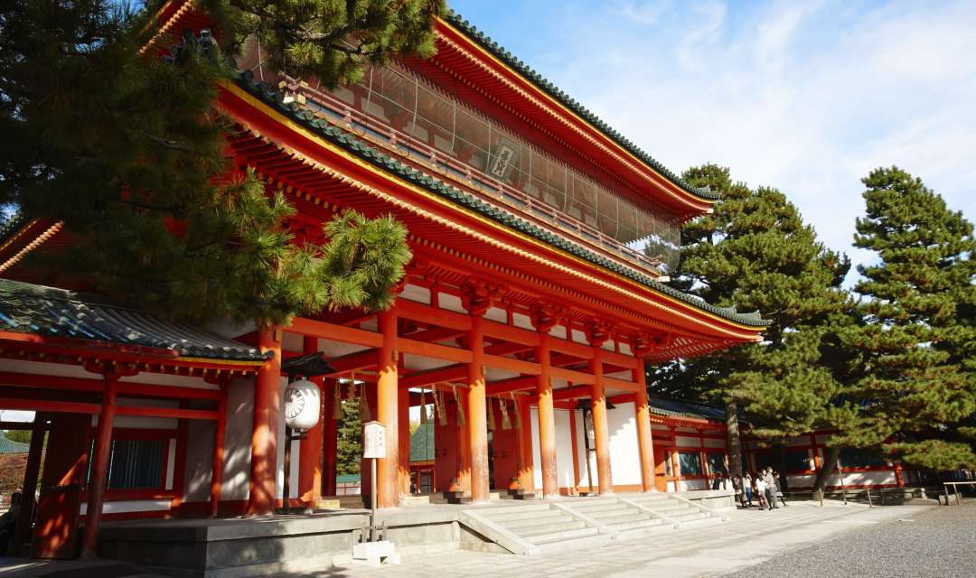 red shrine gate photographed at an angle