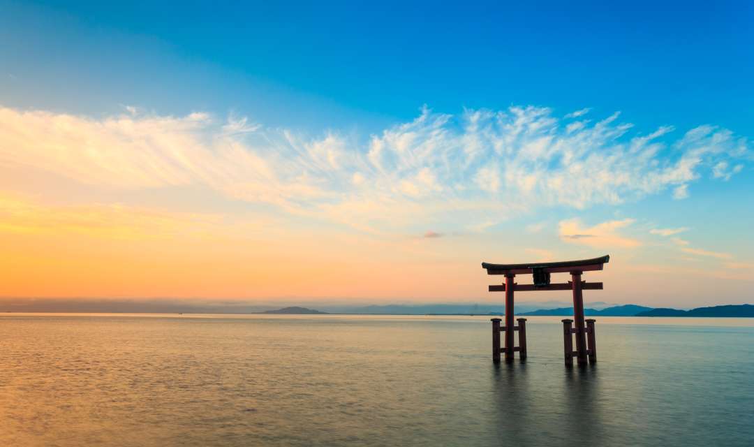 beautiful freshwater beaches on Lake Biwa located in Kyoto, Japan