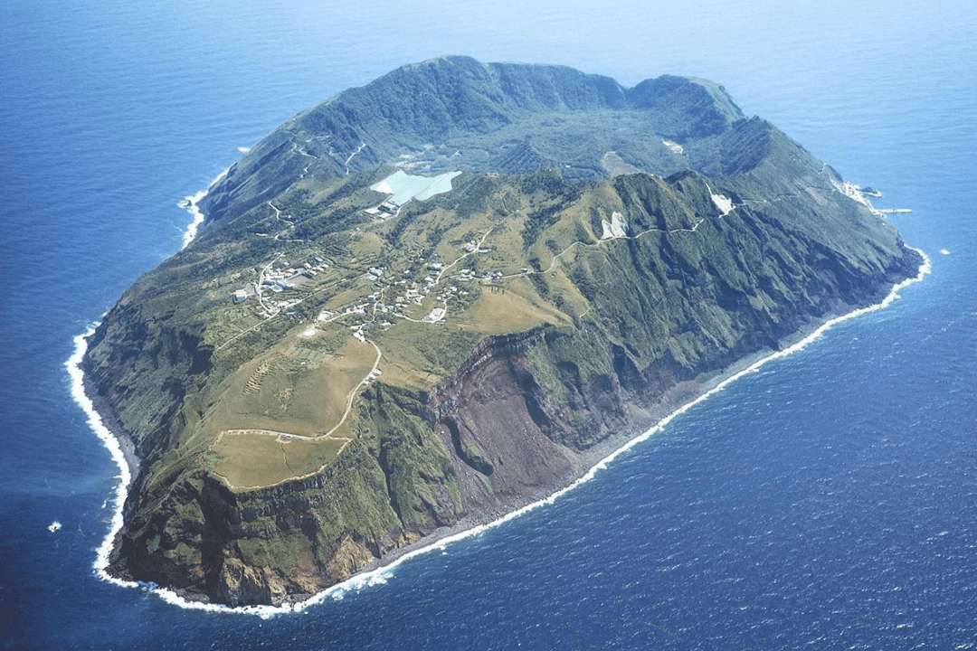 Aerial view of Aogashima Island