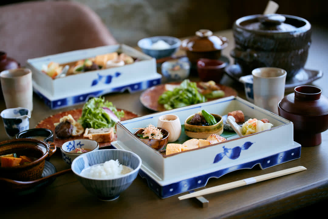 Japanese-style set breakfast at FUFU Hakone, a new luxury mountain resort in Kanagawa Prefecture