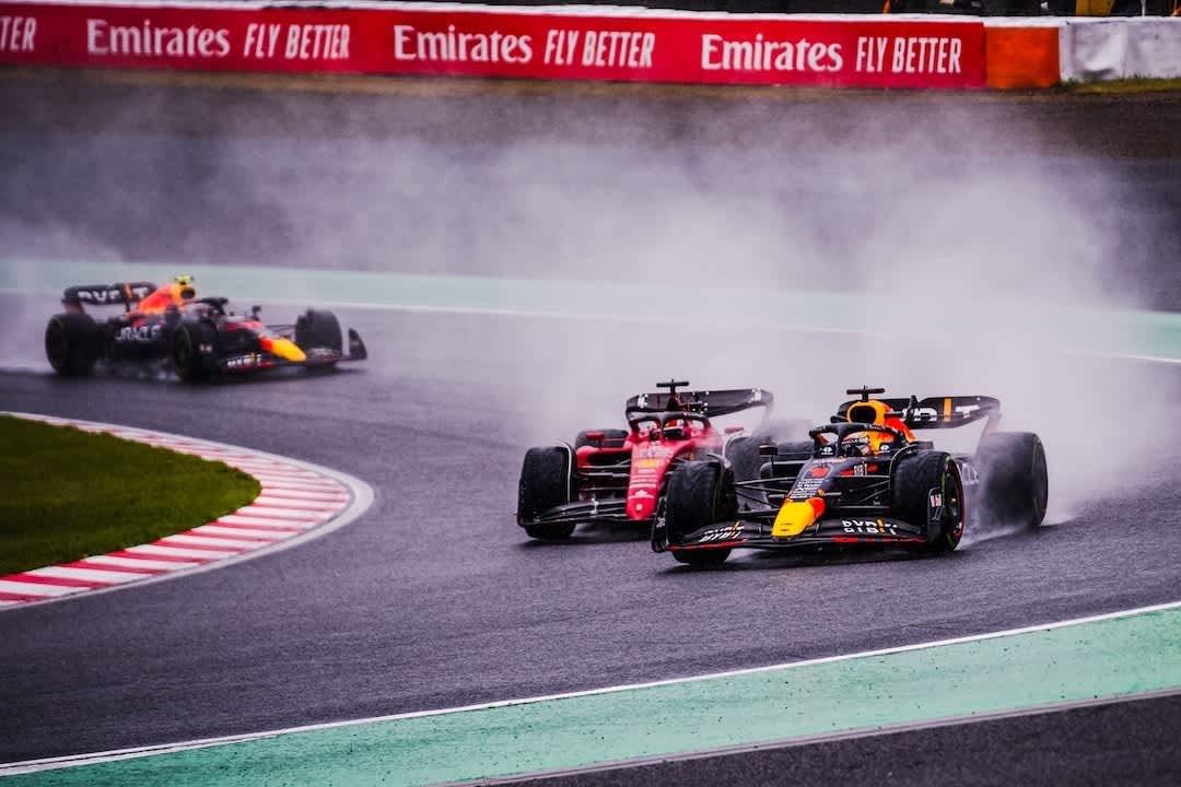 Cars racing on the Suzuka Circuit, Mie Prefecture