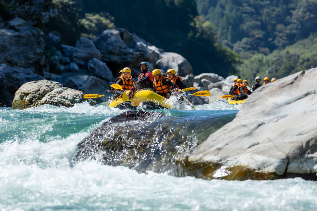 Whitewater rafting through Oboke Gorge in Kochi Prefecture