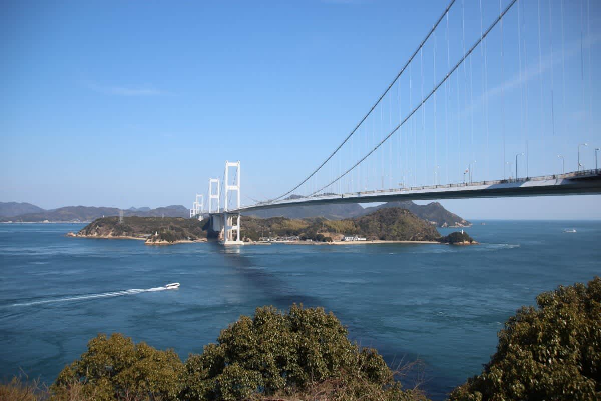 Shimanami Kaido cycling road view from Imabari city, Ehime Prefecture