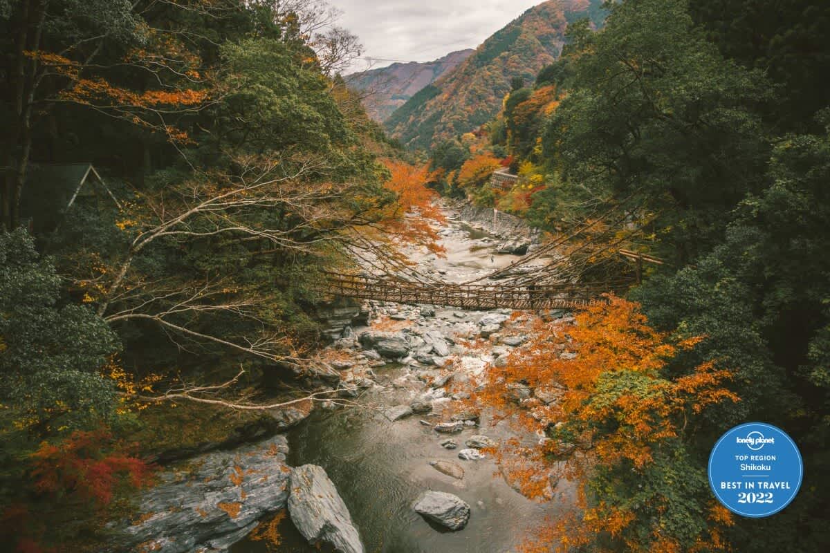 Kazurabashi Vine Bridge in autumn, Iya Valley, Tokushima Prefecture