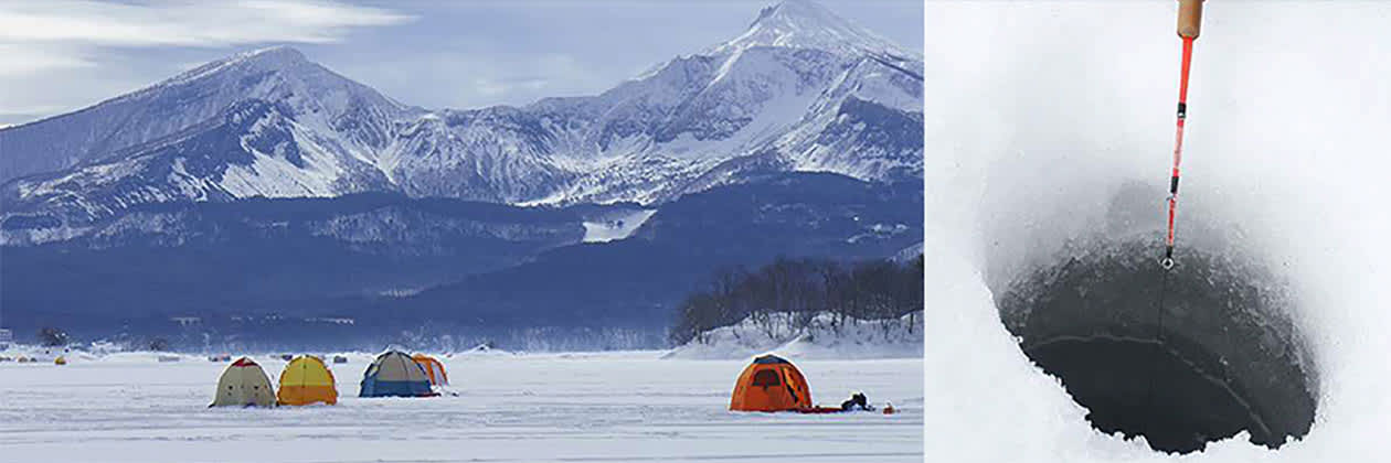 Catch smelt on a frozen HIBARA lake