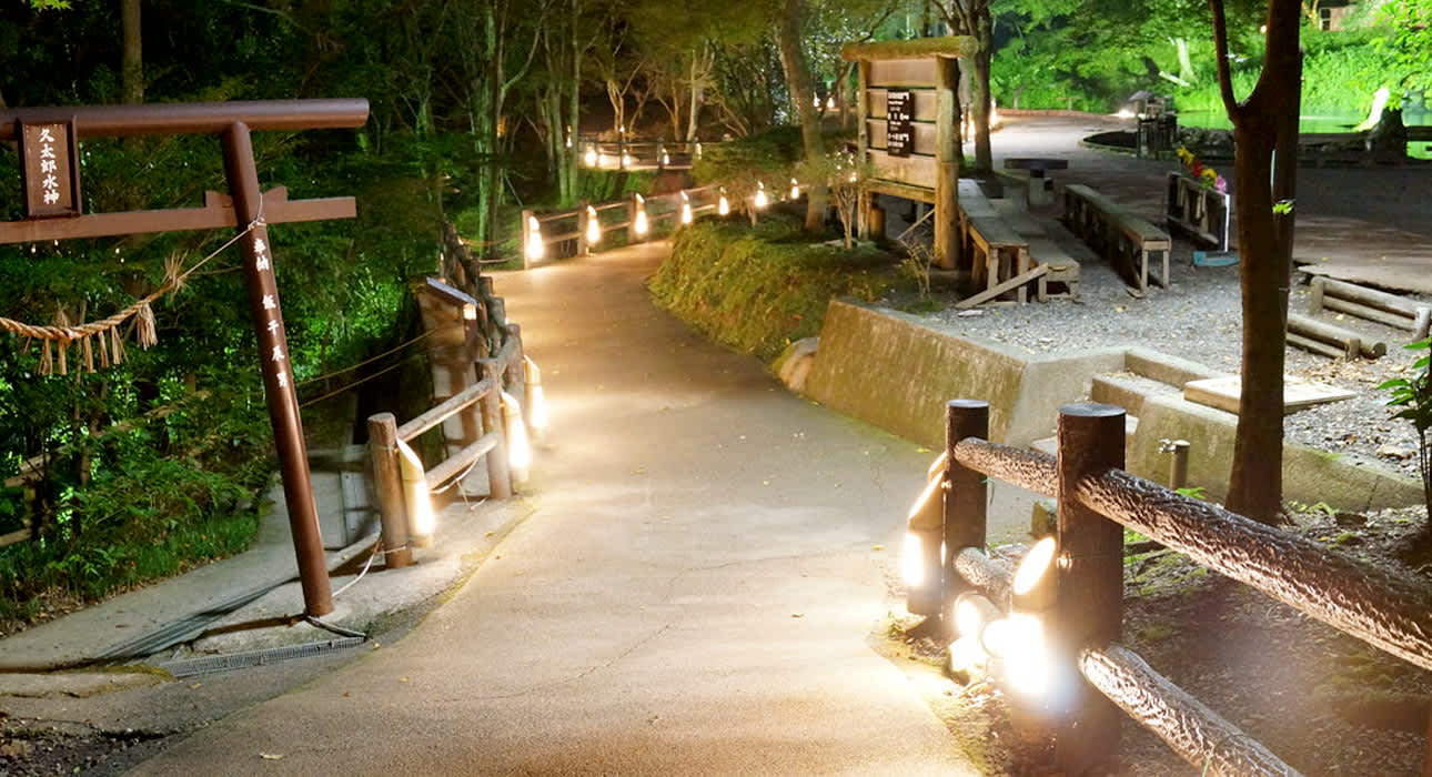 nighttime view in Takachiho gorge