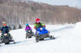 snowmobile in snow resorts