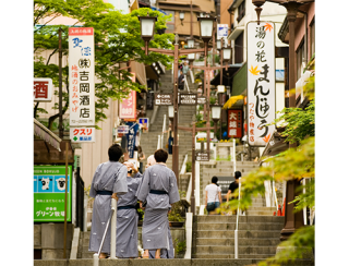 The 365 stone steps leading up to Ikaho Shrine