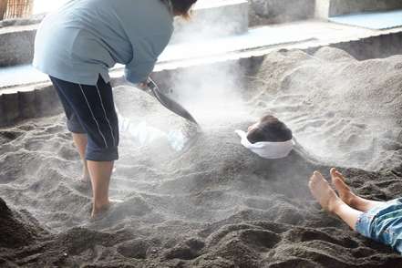 Bathing in hot sand in Ibusuki, Kagoshima