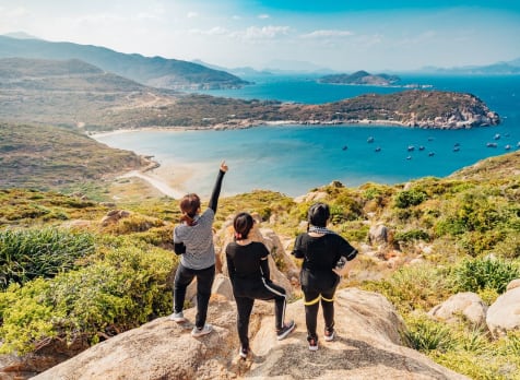 Group of tourists admiring nature