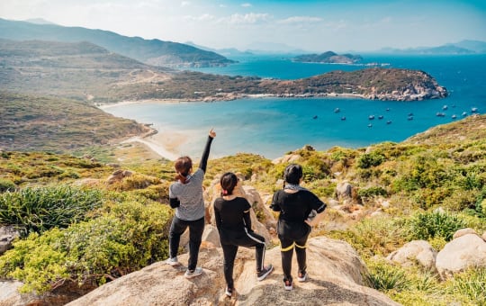Group of tourists admiring nature