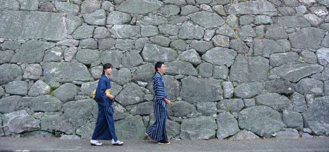 The towering stone walls of Matsusaka Castle in Ise Jingu