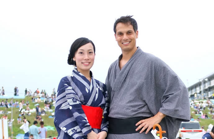 John Daub (right) and his wife, Kanae (left)