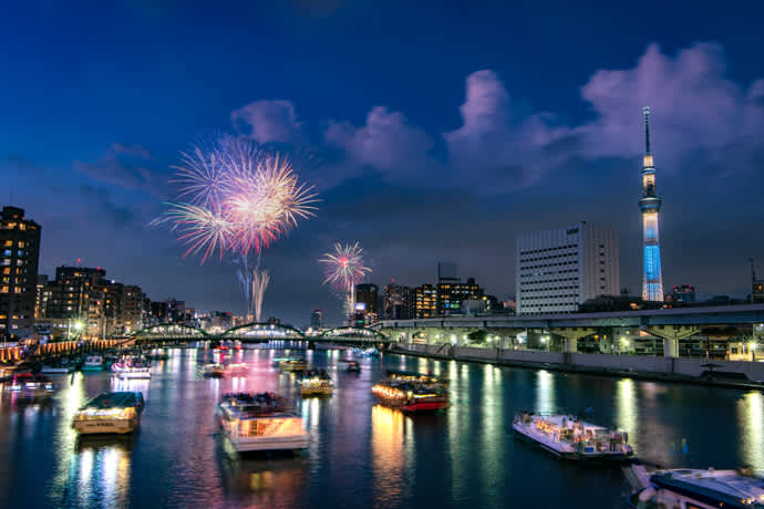 Around 20,000 fireworks are launched at the Sumidagawa Fireworks Festival