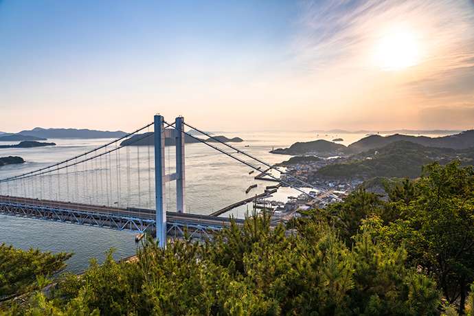 View the Great Seto Bridge from the Mt. Washu observation deck