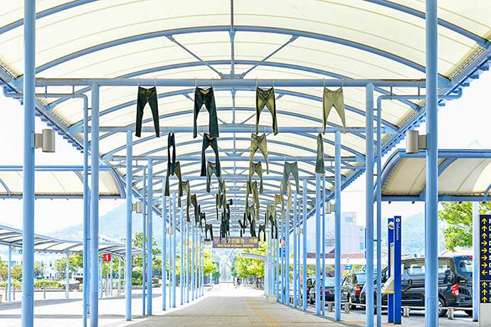 Used jeans on display outside Kojima Station