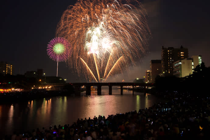 Traditional Japanese fireworks, known as warimono