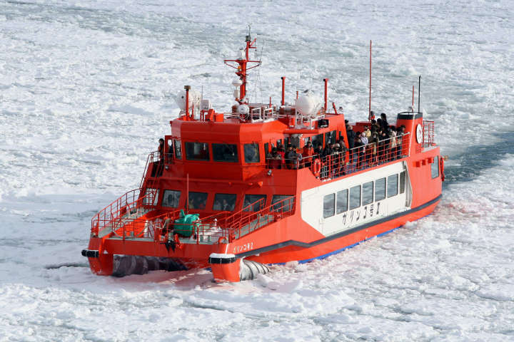 the Aurora icebreaker ship that cruises the frozen Sea of Okhotsk