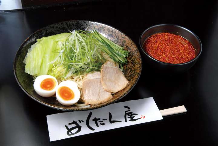 tsukemen (a savory pancake which is layered rather mixed with the batter like elsewhere in Japan)