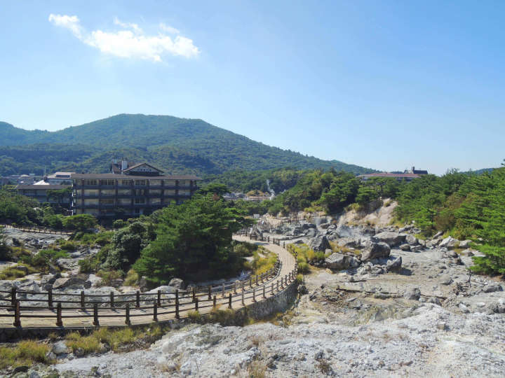 Unzen onsen resort located near the peak of Mt. Unzen