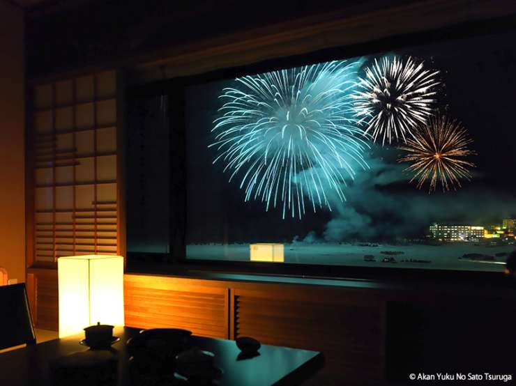 firework in Akan Yuku no Sato Tsuruga hotel