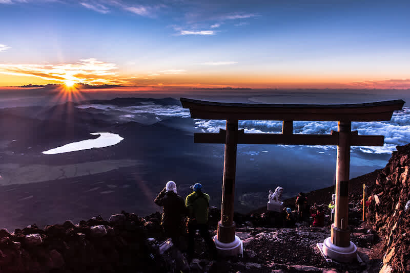 one of the views at the summit of mount fuji