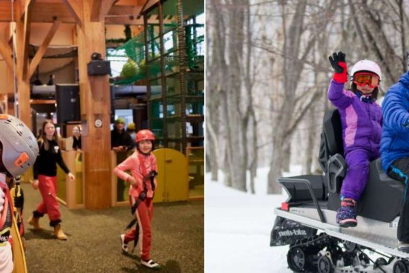 Kids can go indoor climbing at the Hanazono Galaxy of Kidz or hitch a ride on a snowmobile