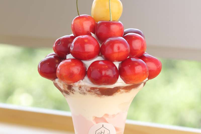 a cherry parfait at Oh!Show!Cafe