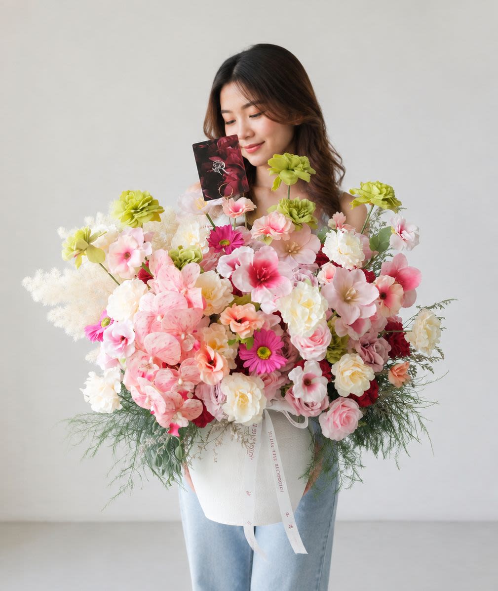 Eden Fleur - Artificial roses, tulips & ranunculus in pink, lilac & green — a permanent dream garden. - Rena The Blossom Jakarta