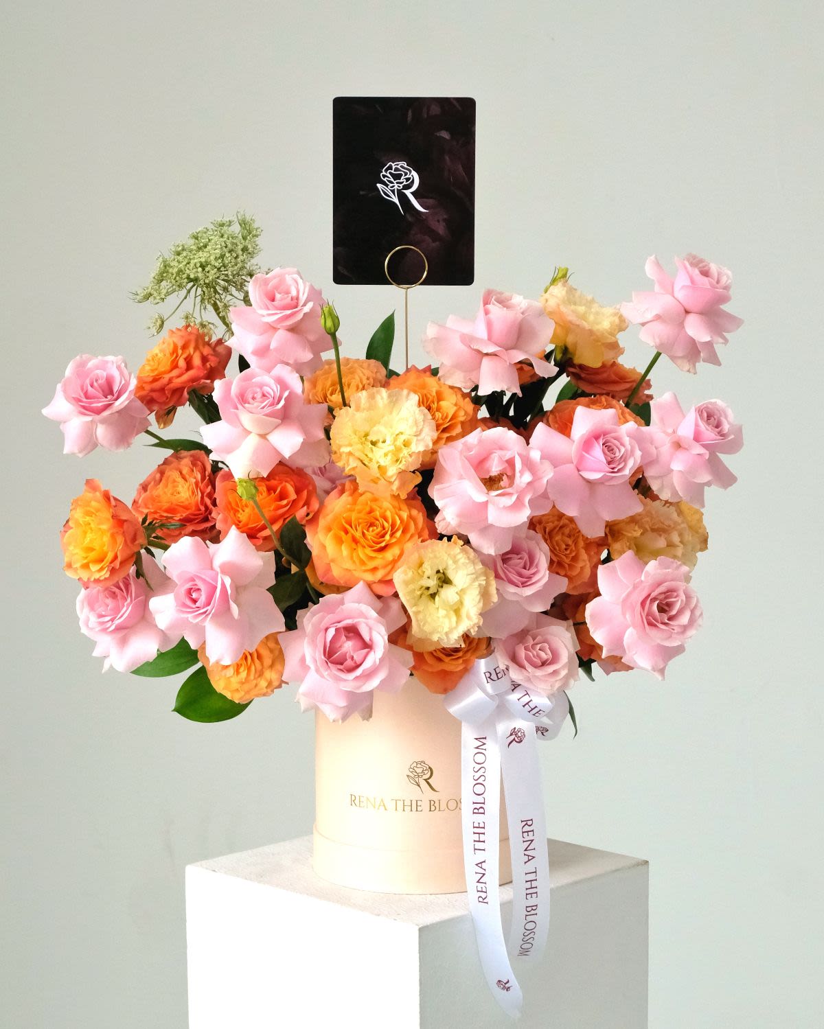 Gentle Dawn - Free Spirit roses, pink roses & orange lisianthus — gentle dawn optimism. - Rena The Blossom Jakarta