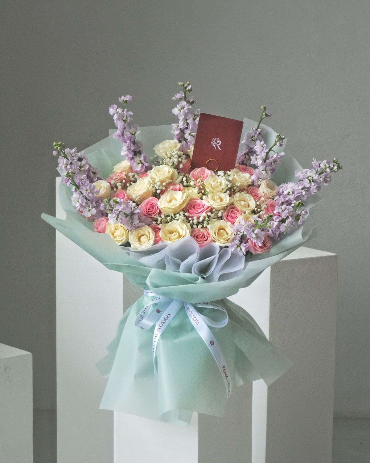 Her Choice - Soft pink roses, baby's breath & matthiola — gentle, deliberate, and deeply personal. - Rena The Blossom Jakarta