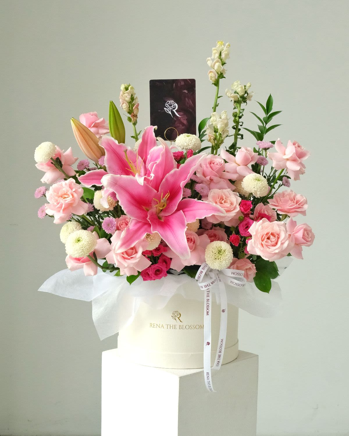Garden Echo - Pink snapdragon, roses & lily with pompom and aster — garden voices in harmony. - Rena The Blossom Jakarta