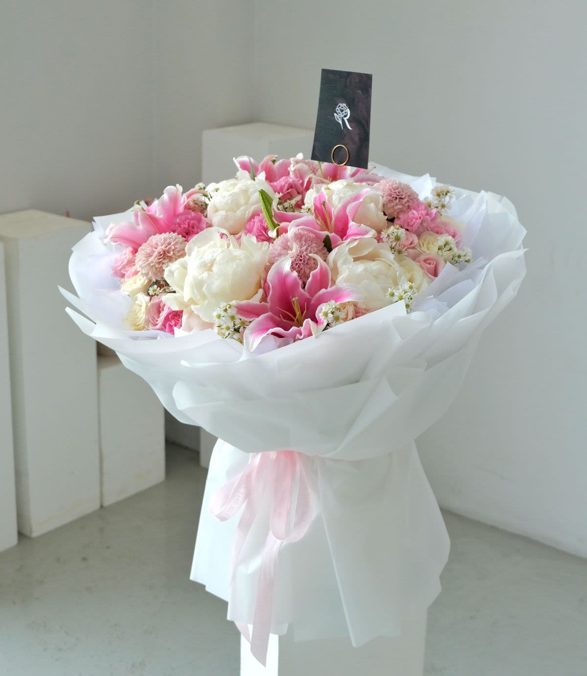 Silent Grace - White peony, roses & carnation with lily — powerful silent grace. - Rena The Blossom Jakarta
