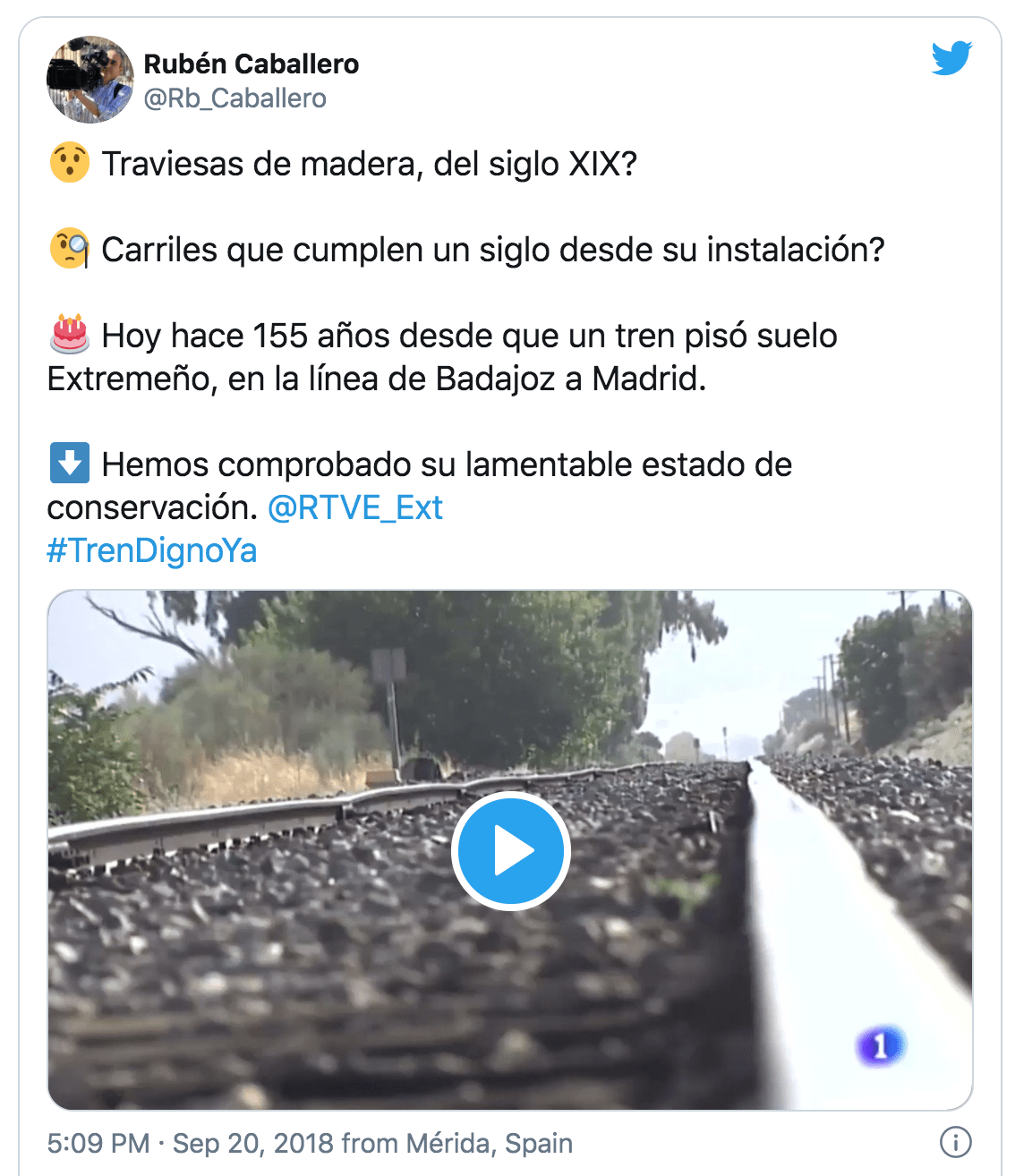 Tweet Tren Extremadura