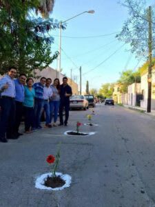 Sembrando flores en baches