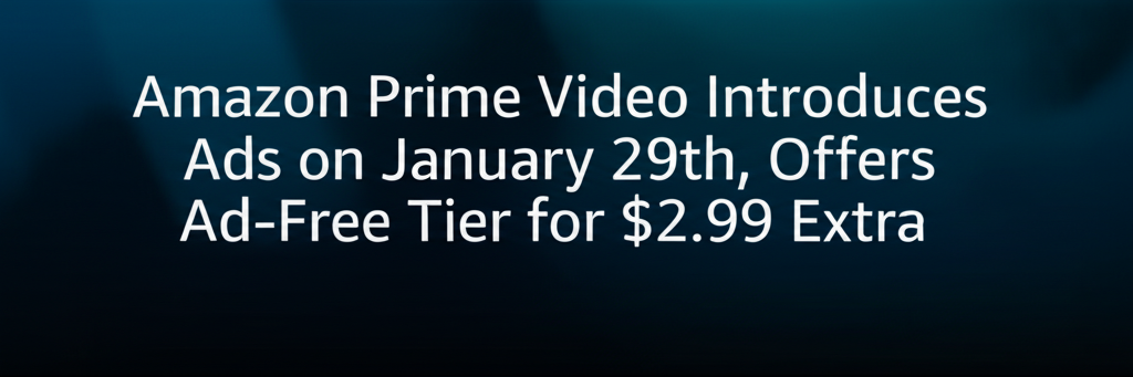 Amazon Prime Video Introduces Ads on January 29th, Offers Ad-Free Tier for $2.99 Extra