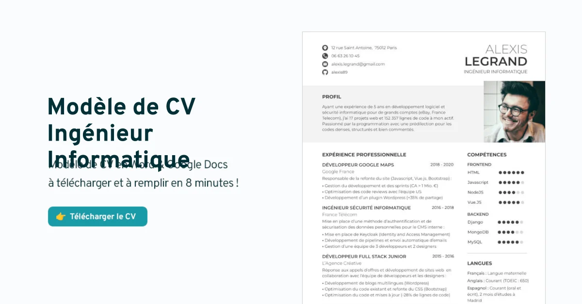 Modèle de CV Ingénieur Informatique à télécharger en Word