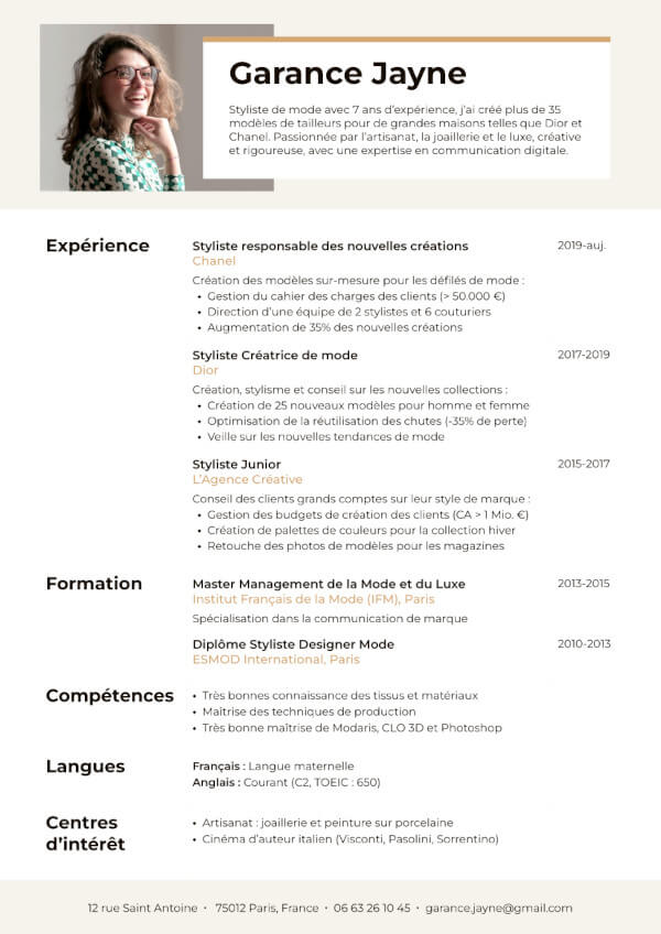 Template - CV Styliste