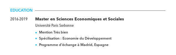 Exemples de rubrique Formation éducation dans un CV
