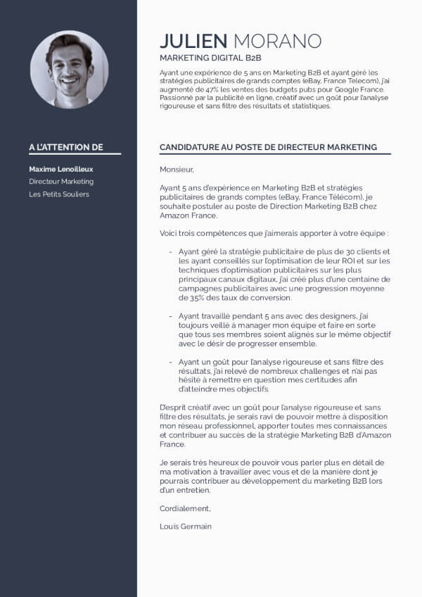 modèle de lettre de motivation professionnel au format Word