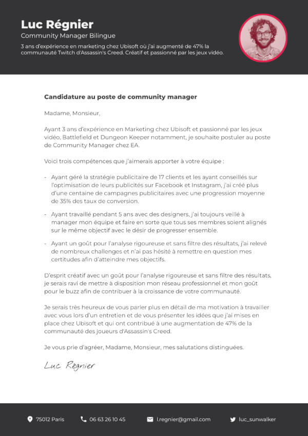 lettre de motivation originale pour débutant sans expérience professionnelle