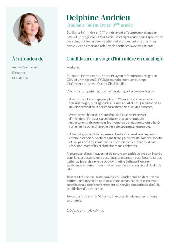 lettre de motivation professionnelle santé