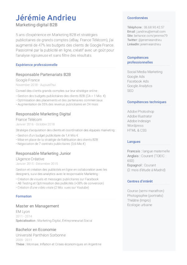 Template - CV Élégant et Moderne