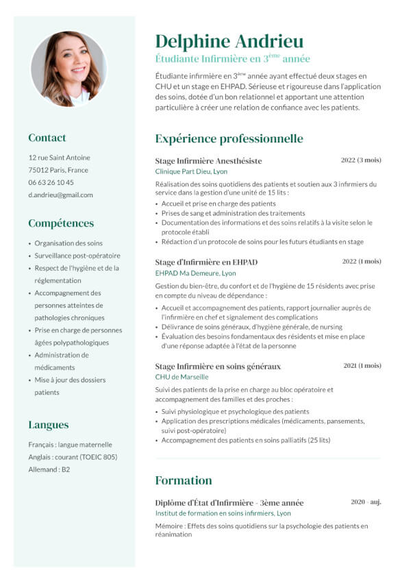 Template - CV Étudiant Infirmier